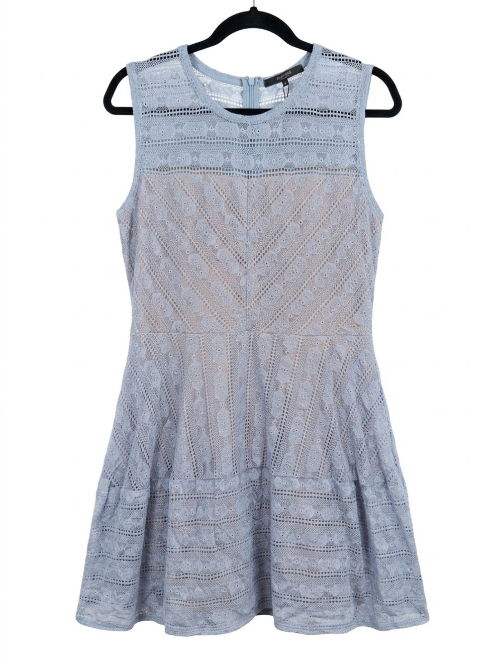 BCBGMaxAzria Sleeveless Lace Fit-and-Flare Dress in Light Blue